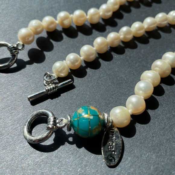 Set of 3 Baroque Pearl Bracelets with Cloisonne Globe Bead - Picture 1 of 7